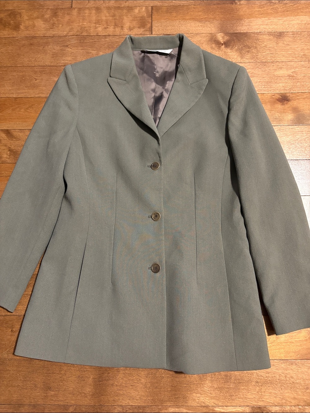 Women's Tailored Three-Button Blazer Jacket - Sage Green/Grey